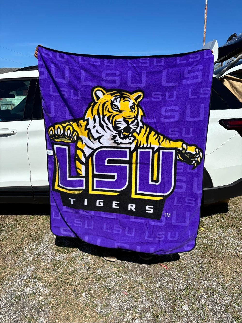 LSU college Tigers Purple & Gold Fleece Throw